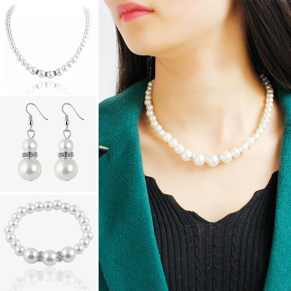 Женский Свадебный комплект из колье серёг браслета и ожерелья с искусственным