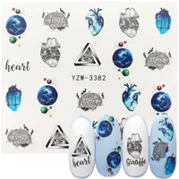 2022 new designs creative planet brain slider nails sticker water transfer decals manicure decorations tips nail wraps tools