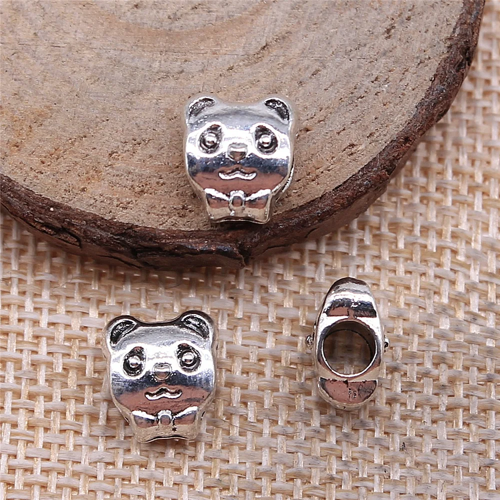

Charms for Jewelry Making Findings Handmade DIY Craft 15pcs Antique Silver Color 10x9x7mm Double-Sided Cute Panda Beads Pendant