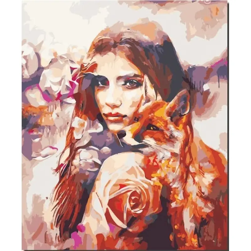 

Painting By Numbers Girl Wolf Color Canvas Acrylic Paint Adult DIY Kits Drawing Frame Picture Coloring By Numbers Decor
