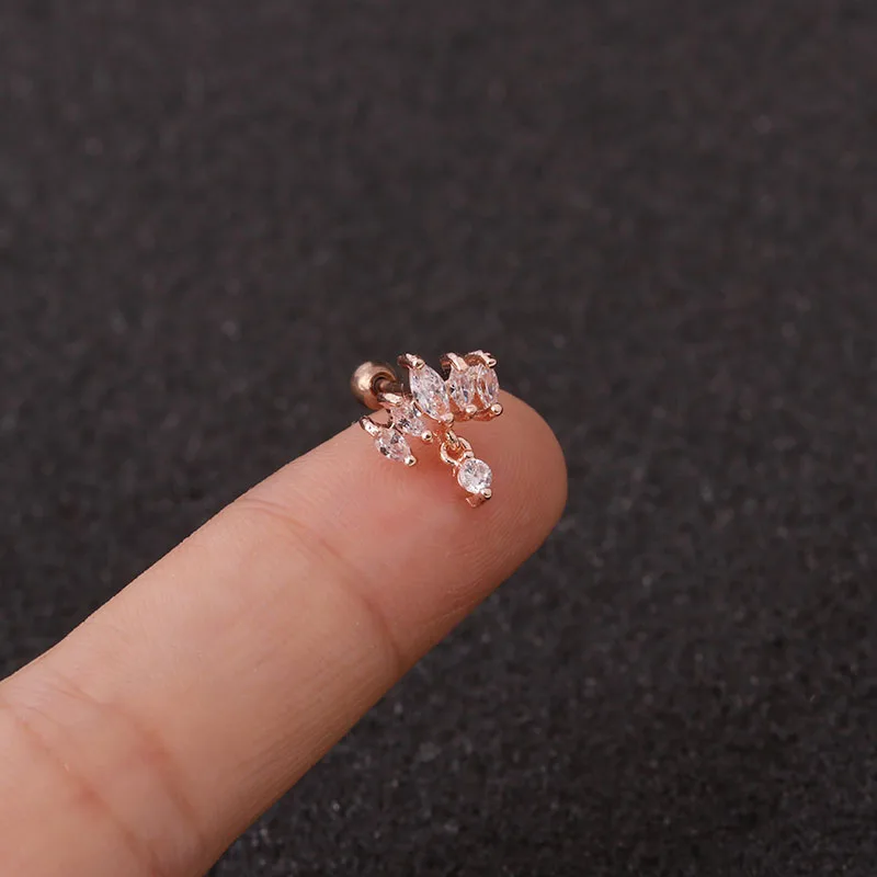 1 шт. Cz Корона Tragus Стад раковины пирсинг спираль серьги Надеваемые На ушной хрящ