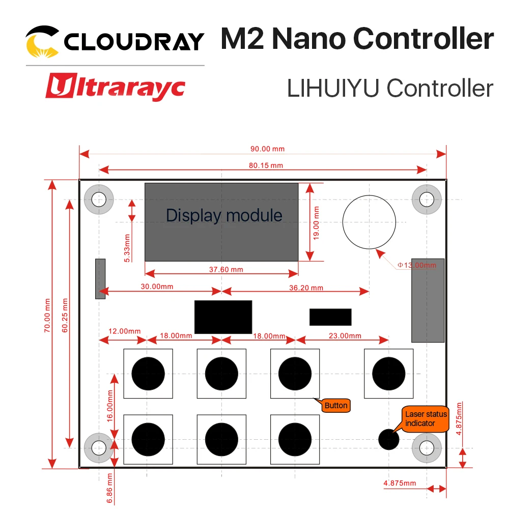 Ultrarayc LIHUIYU M2 нано лазерный контроллер материнская основная плата+ панель управления+ ключ B система гравер Резак DIY 3020 3040 K40