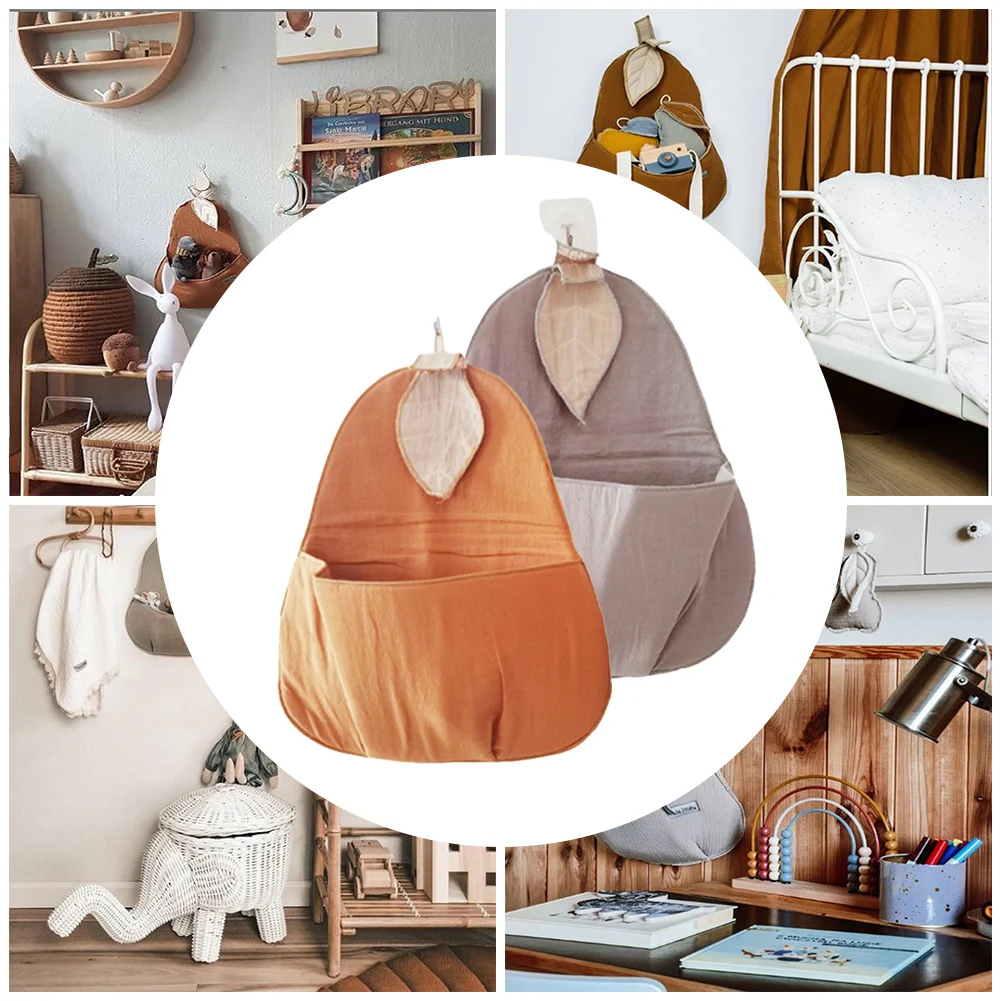 

Wall Hanging Storage Bag Polyester Hanging Organizer Pear Shape Large Pocket Organizer for Bedroom Behind Door Dorm with Hook