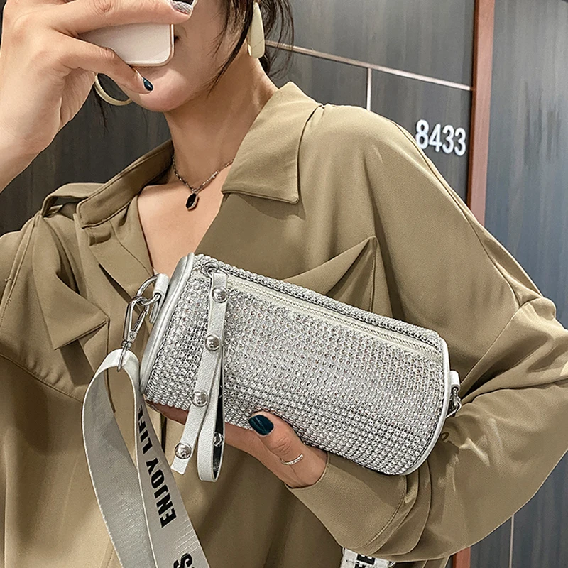 

SEKUSA rivet women day clutch small beaded fashion evening bag zipper lady soft silver black handbags