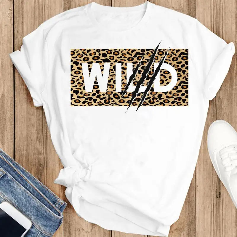 

Women Sweet Leopard Butterfly New Cute Heart Fashion Print Short Sleeve Summer Lovely Clothes Tops Tees Tshirt T-Shirt