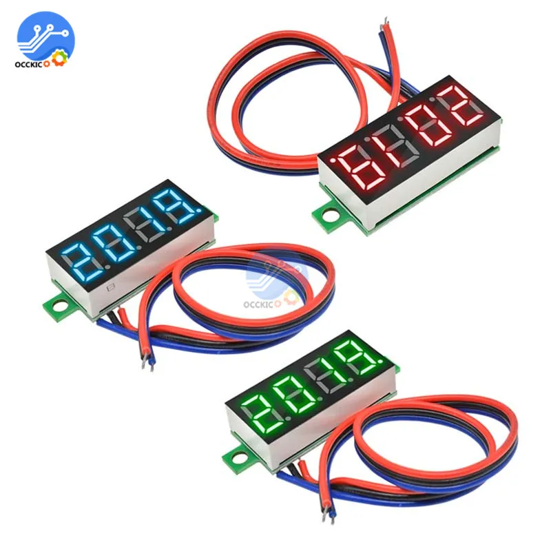 Высокоточный вольтметр для автомобиля 4 цифры дисплей 0 36 дюйма 3 провода красный