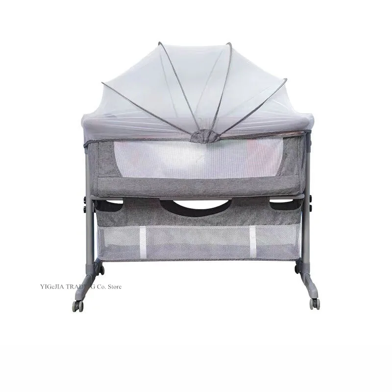 Multifunctional Baby Travel Crib with Portable Bag & Mattress, Can Joint Adult Bed, Height Adjustable Fold Cot