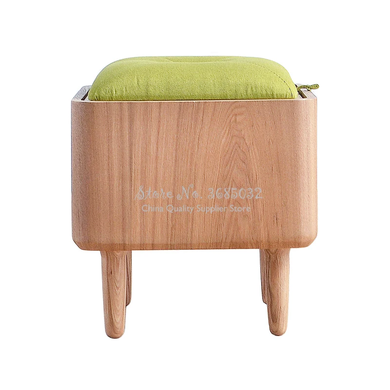 

Solid Wood Frame Foot Rest Stool Ottoman Storage Multi functional Pouf Wooden Footrest Soft Seat Pad Cube Ottoman Storage Box