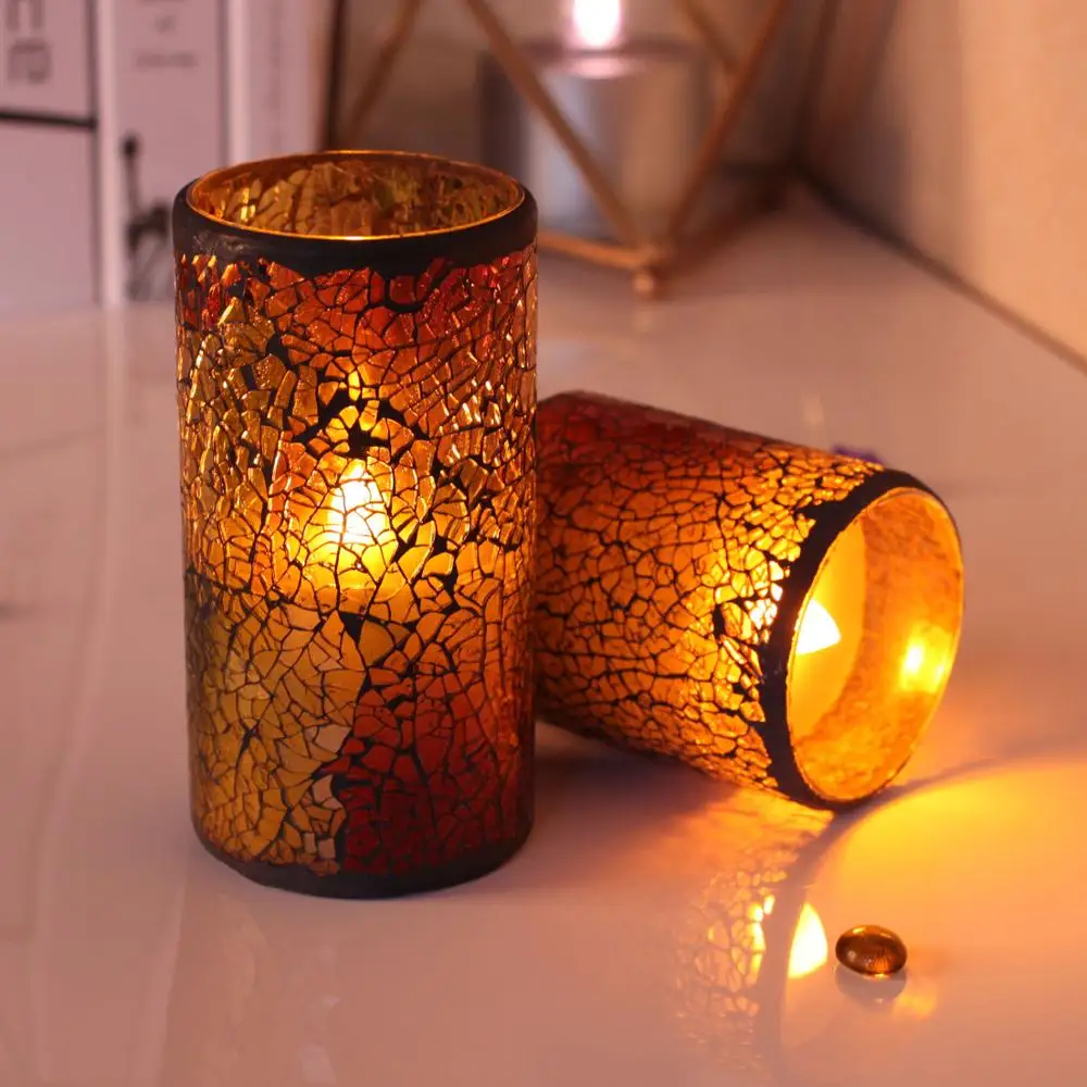 GiveU светодиодная мозаичная стеклянная свеча беспламенная с таймером на