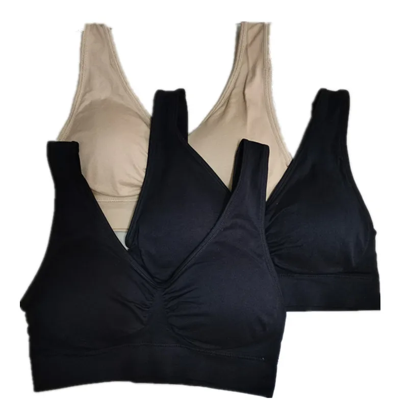 black 2pc khaki 1pc Прямая поставка; 3 шт./компл. без проволок со съемной тонкой подкладкой бесшовные пуш-ап для женщин размера плюс нижнее белье без косточек для фитнеса форма тела бюстгальтер - Цвет: black 2pc khaki 1pc