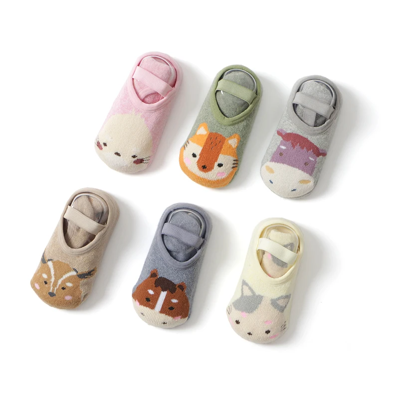 

1 Pair Fashion Baby Girls Boys Cute Cartoon Non-slip Cotton Toddler Floor Socks Animal Pattern First Walker Shoes For Newborns