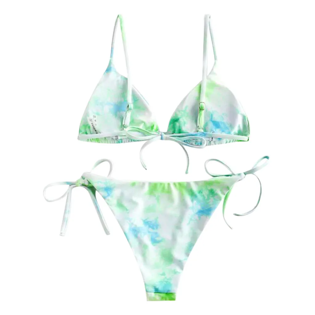 Women Push Up Gradient Print Two Pieces Bikini Set Swimwear Tie-dye Printing Split Swimsuit Cover Beachwear Hot Selling | Женская одежда