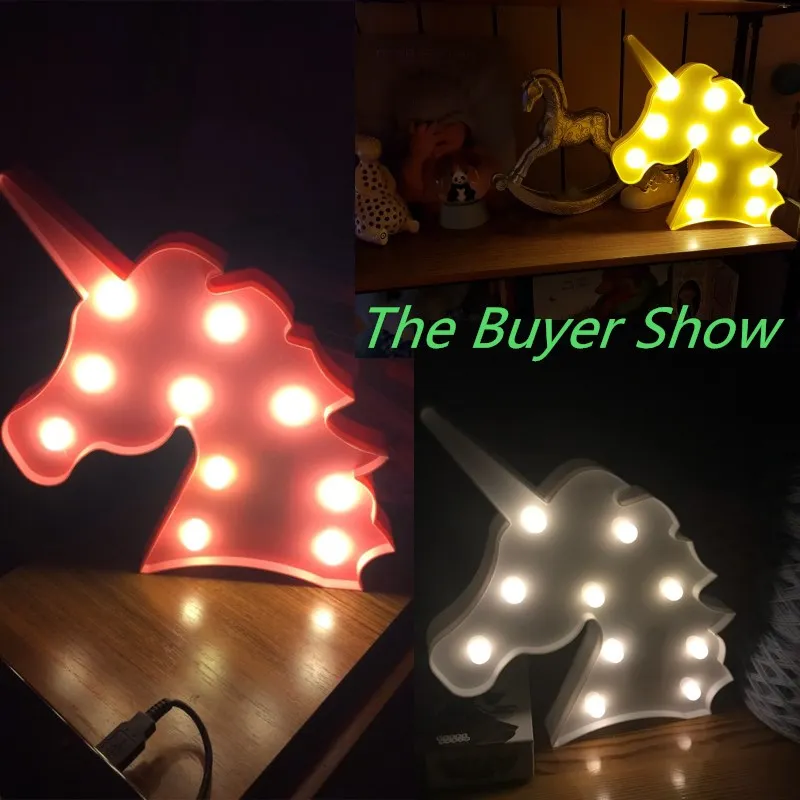 

Unicornio Led Night Lights Unicorn Party 3D LED Table Lamp Novelty Animal Marquee Sign Letter Lamp Luminaria Baby Kids
