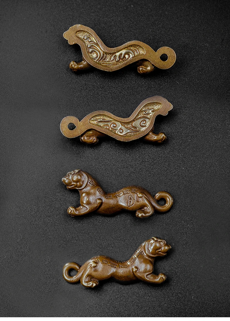 Coppertist. wu tiger symbol power token бронзовый брелок латунный брелок для ключей ручной работы Золотой Модный животный кольцо для ключей с сумочкой кулон