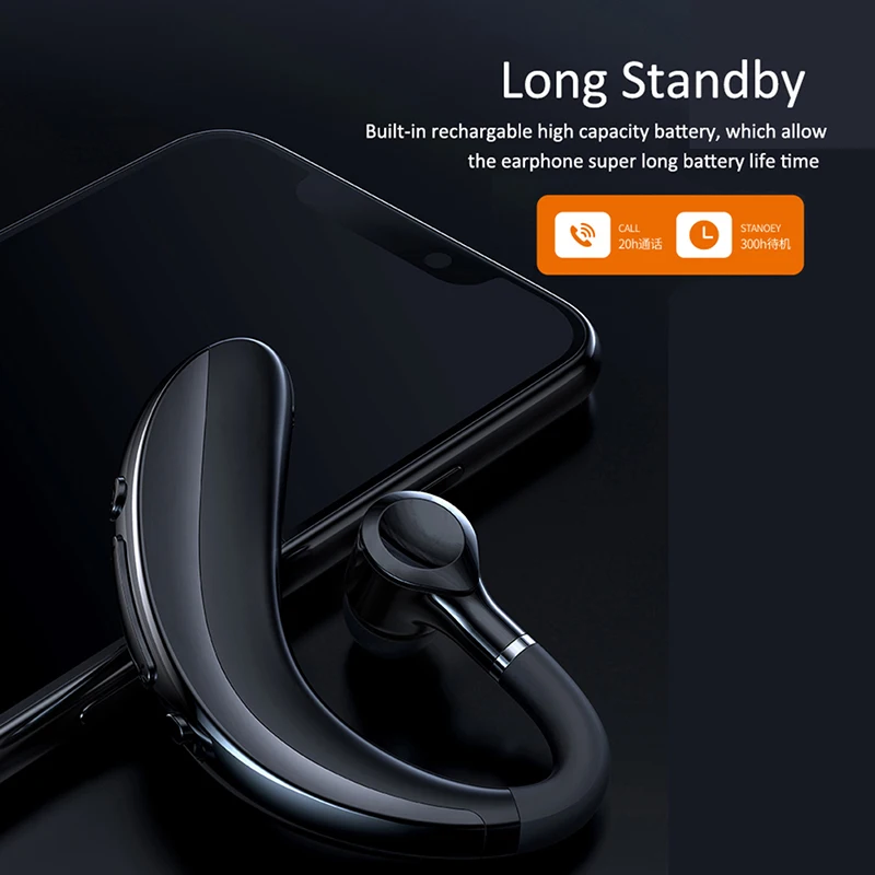 Wireless Bluetooth 5.0 Ear Hook Earphone Sport Business Headset Single Earphone With Mic For All Smart Phones