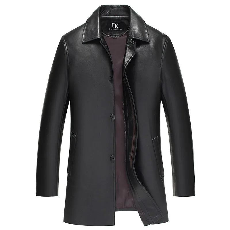 Весна-Осень 2020 длинная куртка из натуральной кожи Мужская ветровка модель 100%
