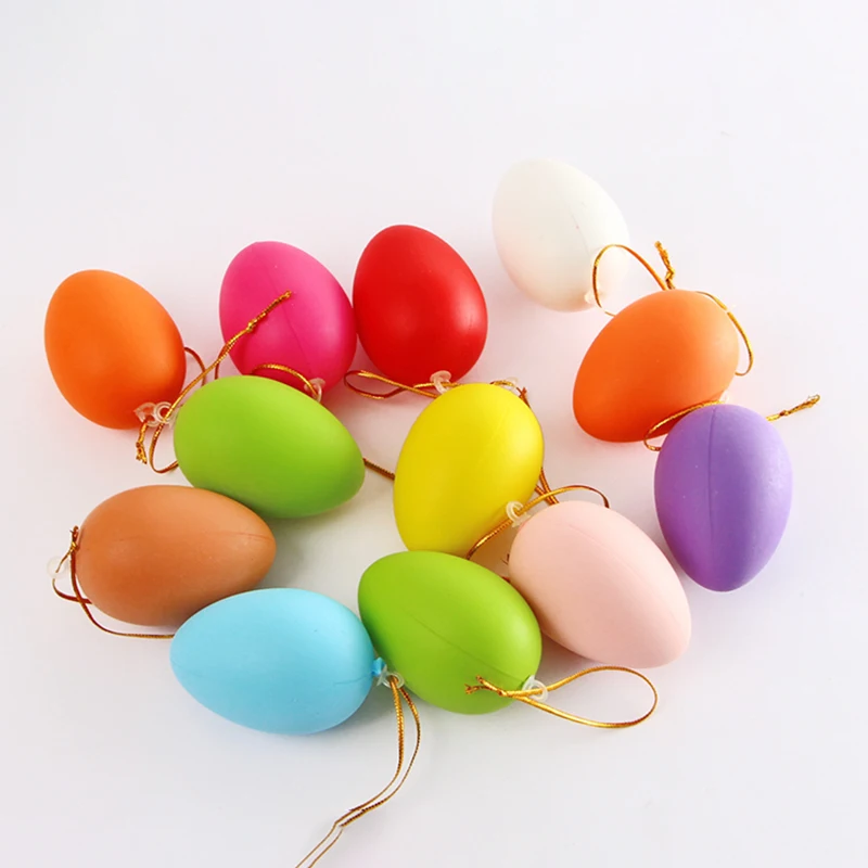 

12X Kids Children Diy Painting Egg Toy With Rope Gifts Plastic Hanging Easter Decoration Handmade Birthday Gifts Kid Egg Toys