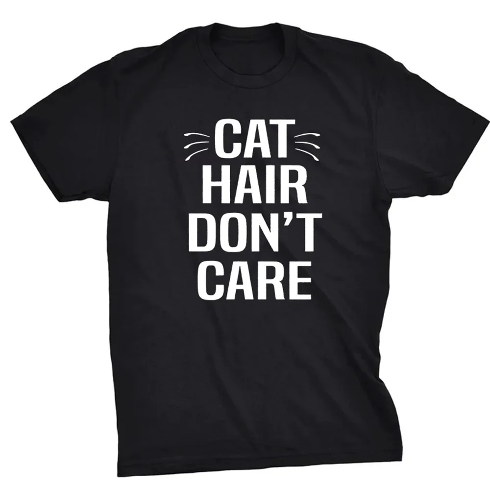 

COSMIC 100% cotton cool cat hair dod't care print unisex T shirt big size cat print men tshirt cool o-neck t-shirt men tees