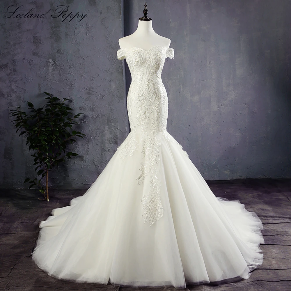 

Lceland Poppy Boat Neck Mermaid Wedding Dresses Lace Appliques Vestido de Novia Sleeveless Bridal Gowns Chapel Train