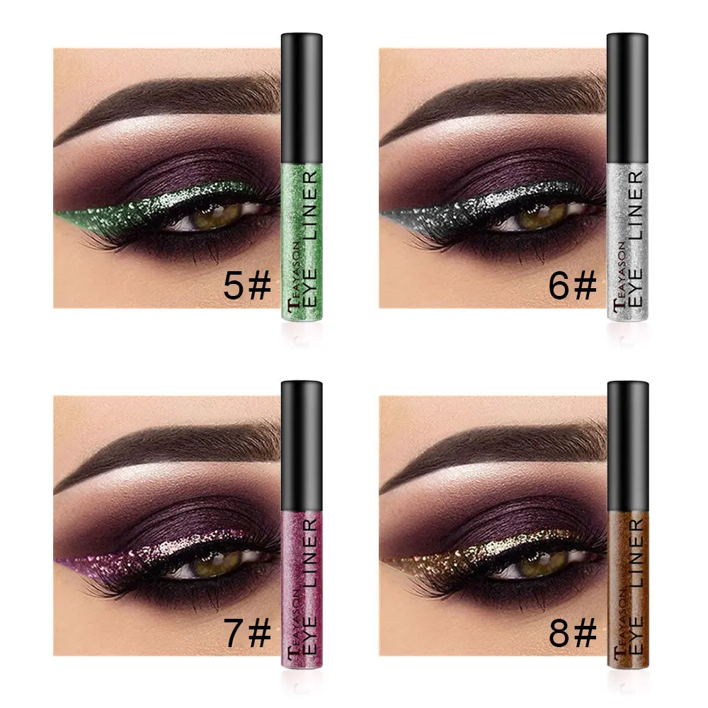 15 цветов, блестящая жидкая подводка для глаз, Яркая блестящая жидкая подводка для глаз, стойкая водостойкая жидкая подводка для глаз, коричневая ручка TSLM2