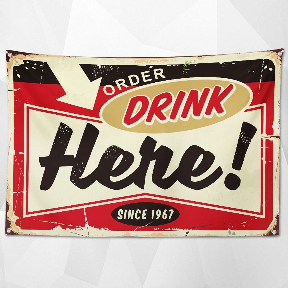 

ORDER DRINK HERE! Retro Hanging Cloth Wall Chart Vintage Beer Day Poster Wallpaper Banner Flag for Beerfest Parties Decoration