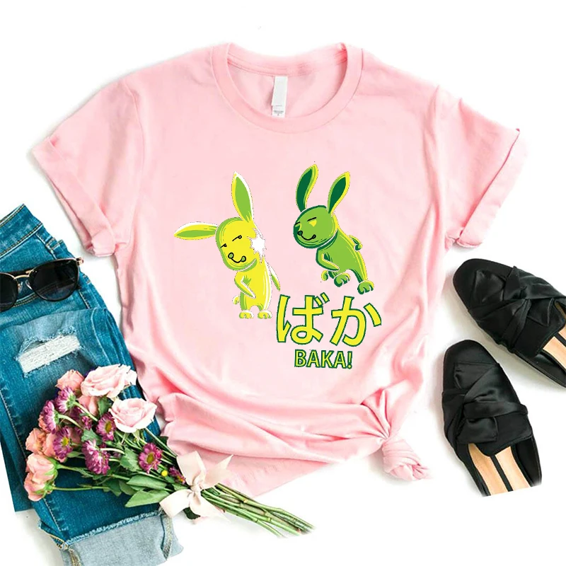 Студенческая Эстетическая графическая футболка Baka Rabbit Slap уличная Летняя женская