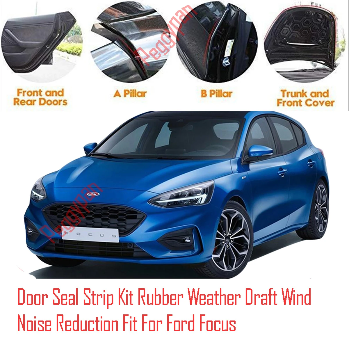 Door Seal Strip Kit Self Adhesive Window Engine Cover Soundproof Rubber Weather Draft Wind Noise Reduction Fit For Ford Focus 2