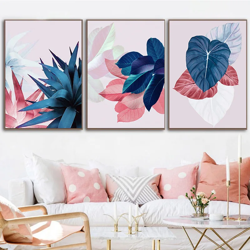 Настенная картина на холсте Абстрактная Акварельная листья ботанические
