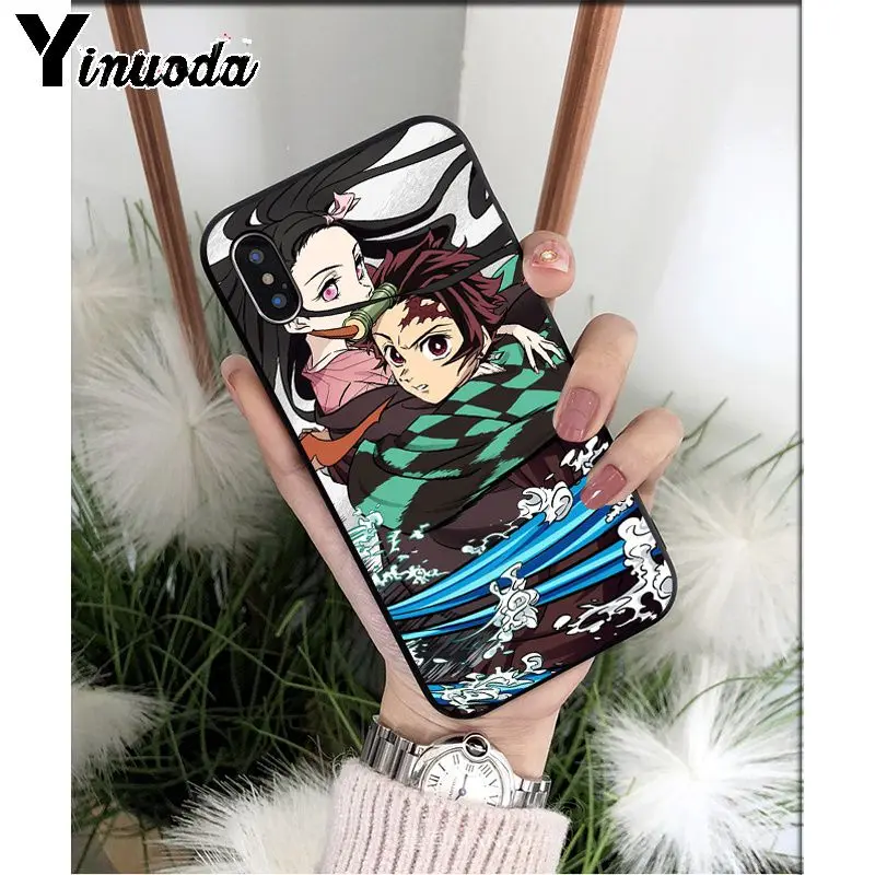 Yinuoda аниме Demon Slayer Kimetsu no Yaiba TPU мягкий черный чехол для телефона Apple iPhone 8 7 6 6S Plus X XS MAX 5 5S SE XR