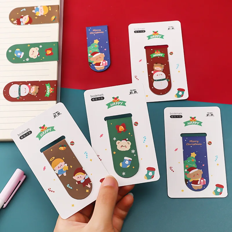 

Cartoon Christmas Magnetic Bookmark Cute and Personalized Exquisite Bookmark Student Double-sided Paper Book Page Folder