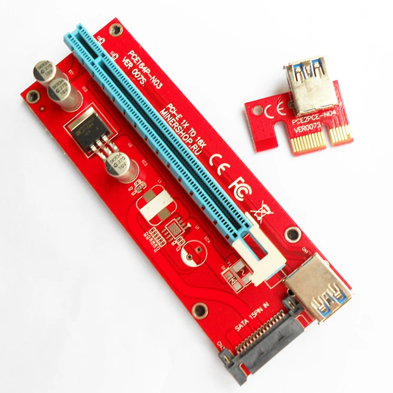 Riser красная плата VER007S PCI-E Экспресс 1x to16x переходная карта адаптер 60 см USB 3 0 кабель
