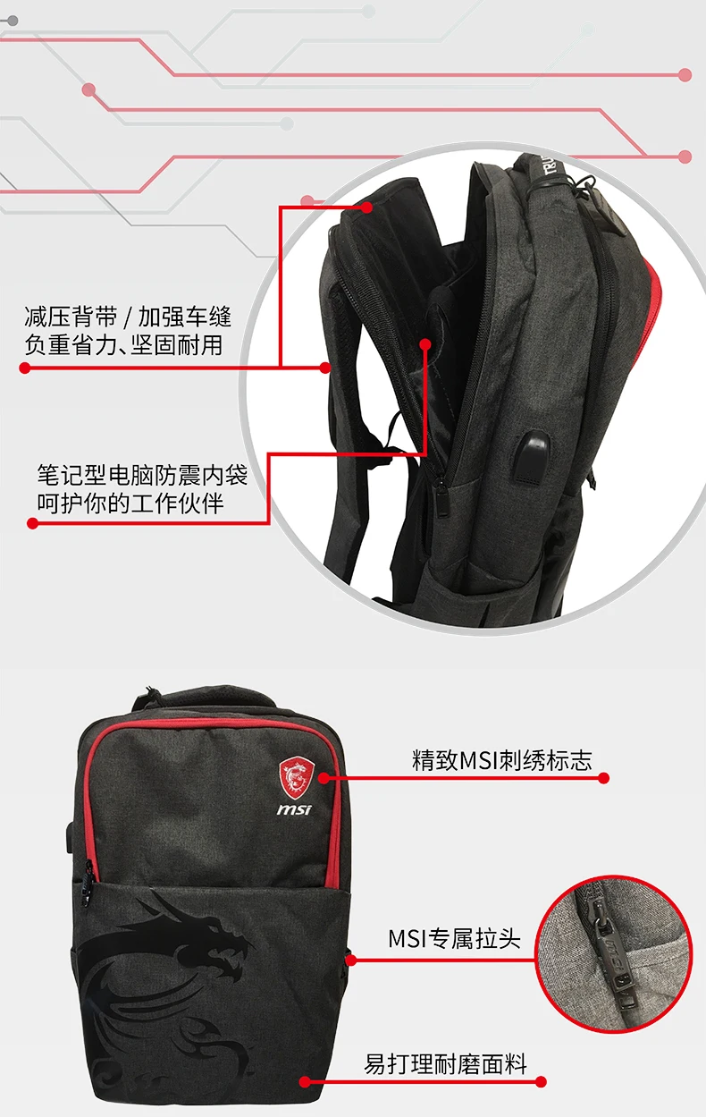 Новинка 2019 лучший оригинальный рюкзак для ноутбука 1:1 подходит Msi 15 6 дюйма умный