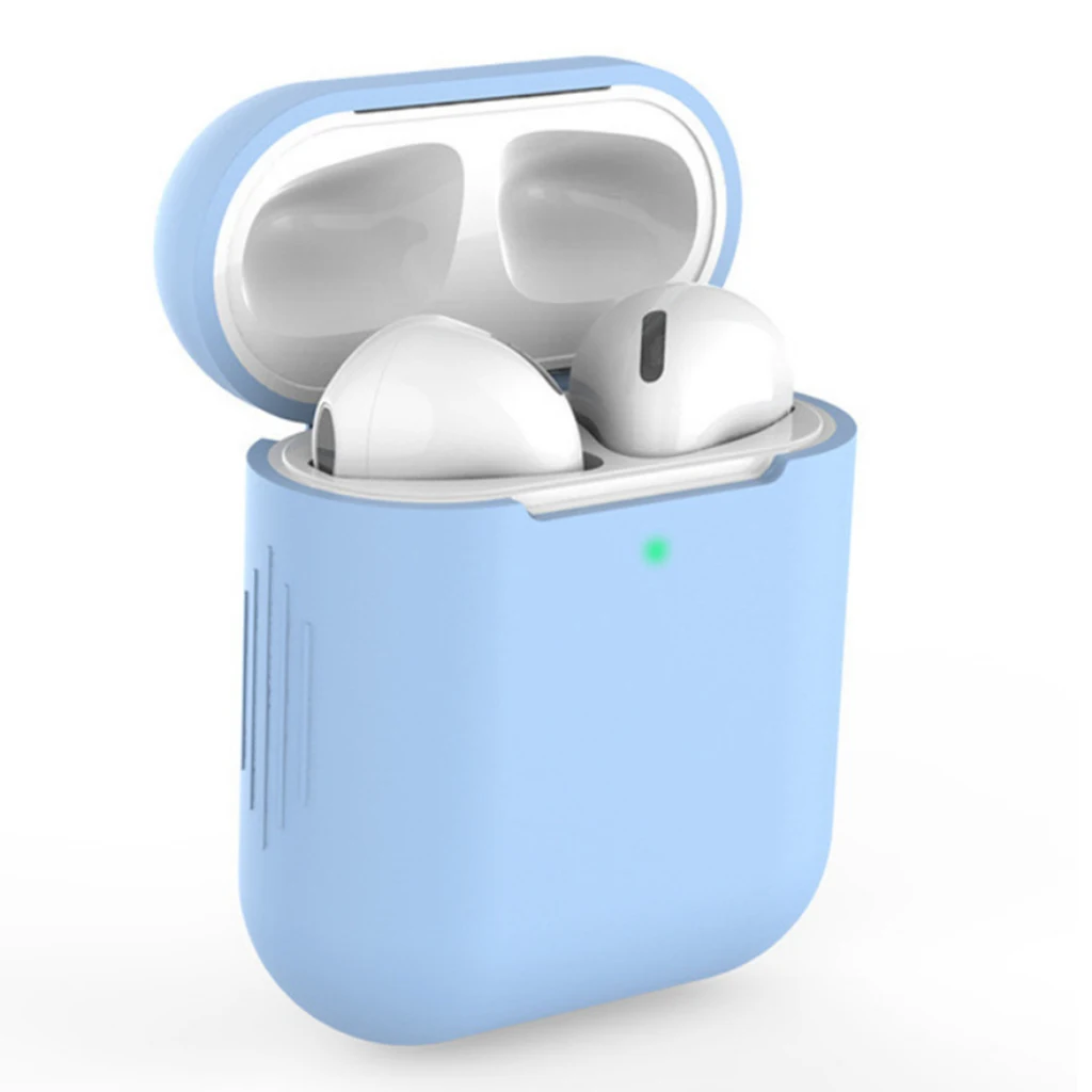 Blue Чехол для наушников для Apple AirPods 1 2 силиконовый чехол Беспроводная Bluetooth сумка для наушников Защитный для AirPod Air pods Тонкий чехол - Цвет: Blue
