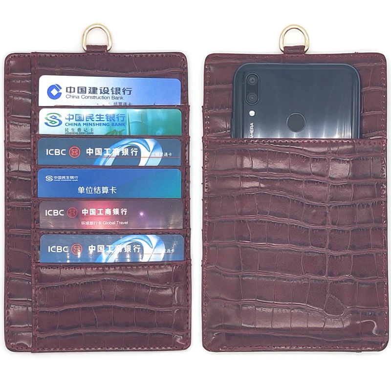 Высококачественный держатель для мобильных карт из натуральной кожи с рисунком