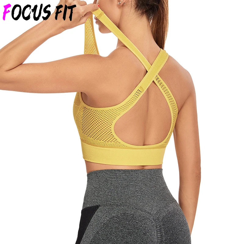 

Yoga Sports Bra Women Mesh Sexy Bra Seamless Breathable Sports Underwear Ladies Shockproof Yoga Running Fitness Clothes