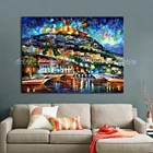 Ручная роспись города здания палитра нож Толстая Текстура пейзаж картина маслом абстрактный холст стены искусства для комнаты украшения дома