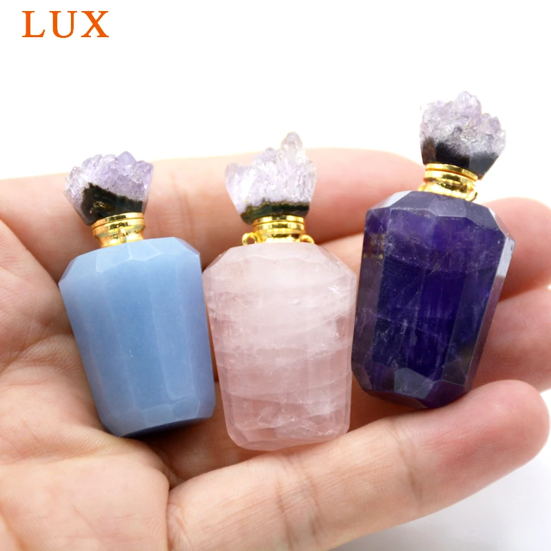 Натуральный розовый quartzs Аметист драгоценные камни эфирные масла флакон духов