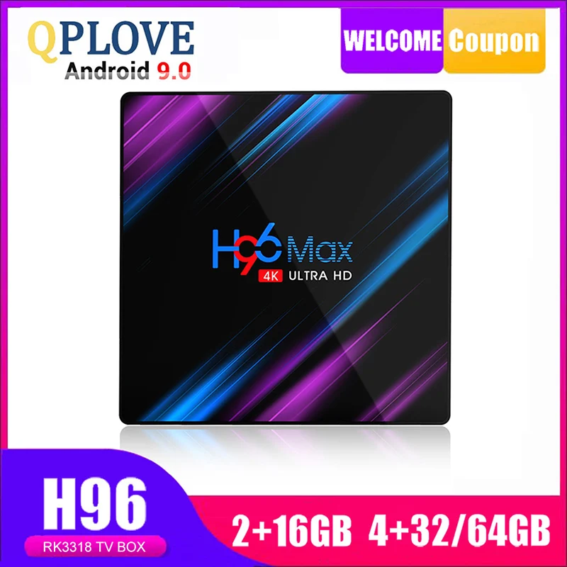 QPLOVE H96 Max 3318 Smart Android ТВ коробка 9 0 OS 2 и 4 Гб оперативной памяти 16 32/64 ГБ Rom с Bluetooth