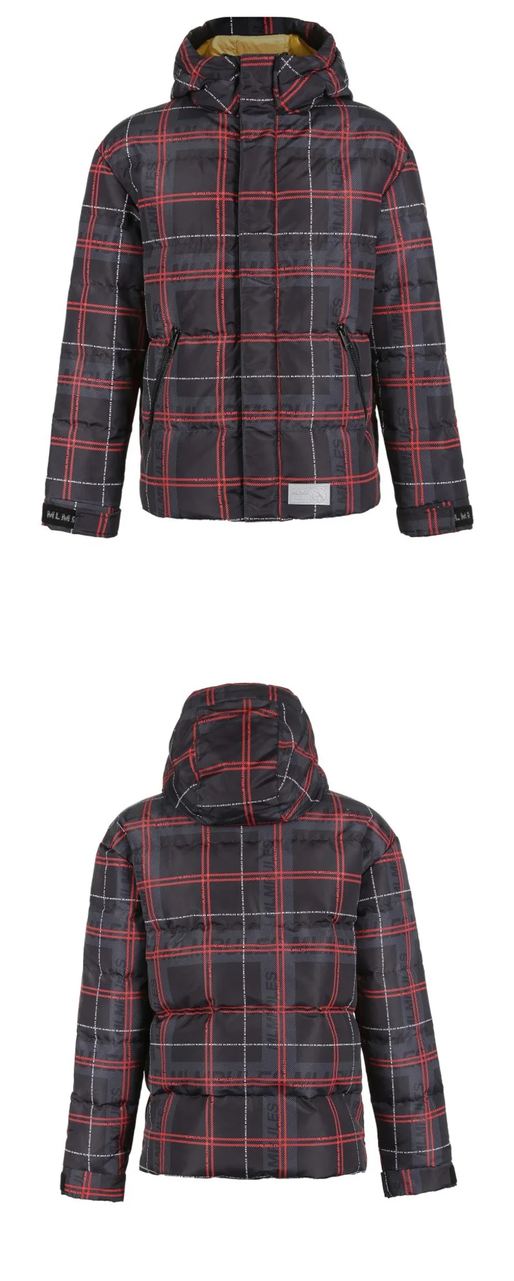 JackJones мужской зимний плед печатных теплый с капюшоном пуховик 218312534