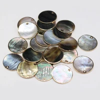 natural shell pendant black shell round blank coin gilded exquisite charms for jewelry making diy necklace bracelet accessories