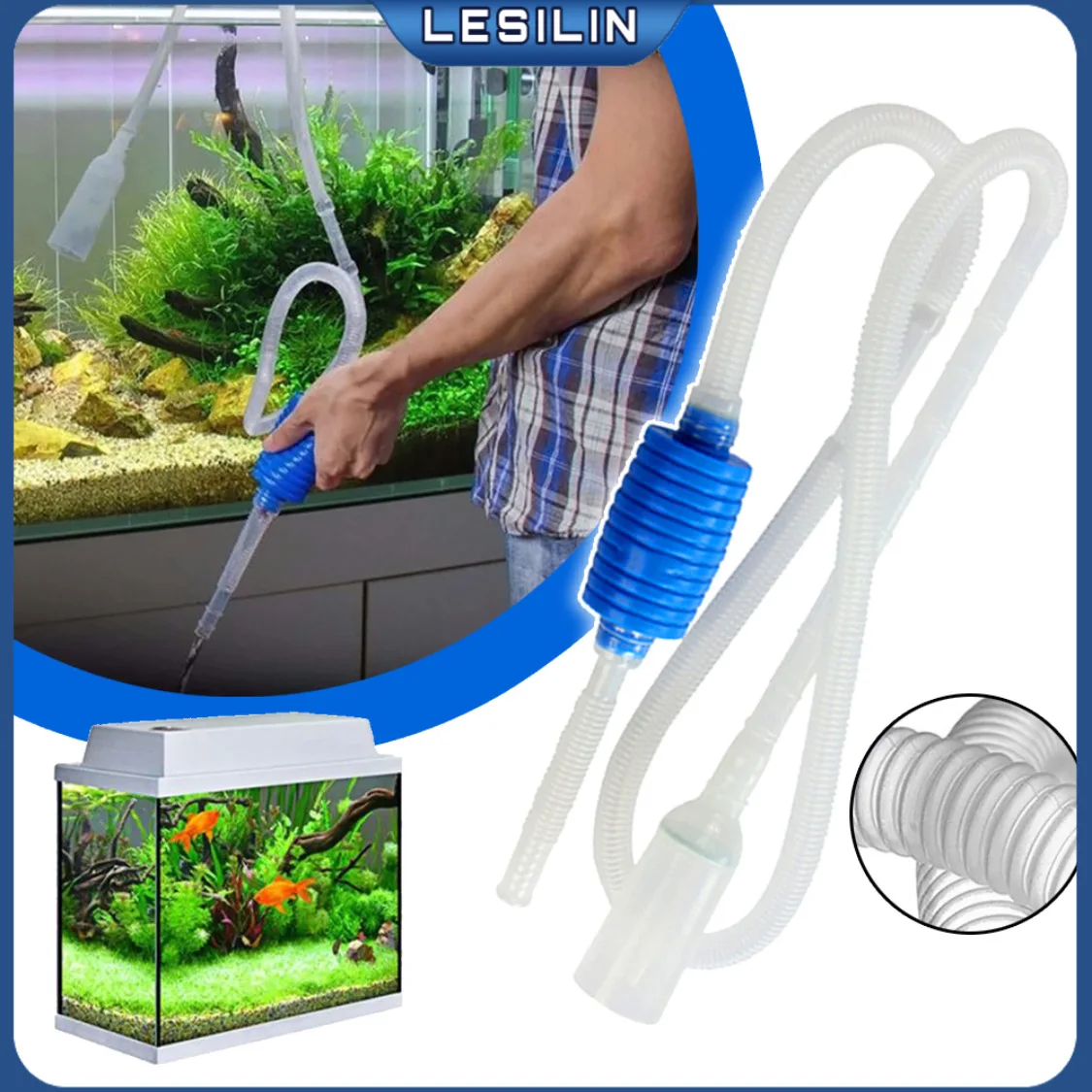 

Aquarium Siphon Fish Tank Syphon Vacuum Cleaner Pump Semi-automatic Water Change Changer Gravel Water Filter Accessories