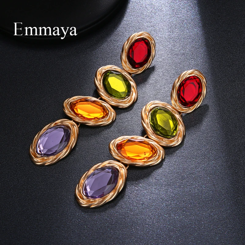 Женские серьги Emmaya с подвеской овальной формы четыре цвета на