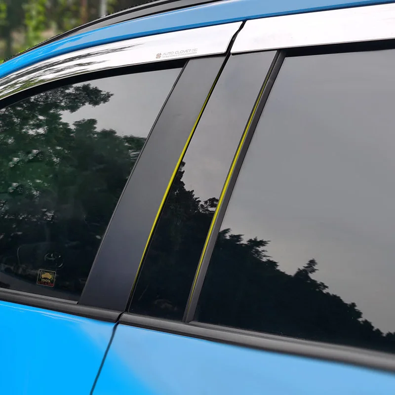

Car Window A B C Pillar Trim Protection Stickers Bright Column Strip For Toyota RAV4 2020 2021 Exterior Modification Accessories