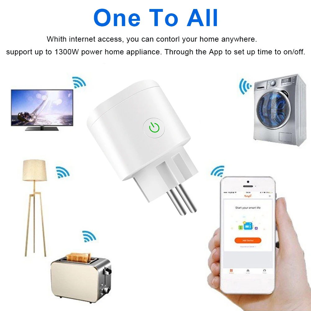 Умная розетка 10A/16A ЕС умная вилка Wifi Беспроводная работает с Google Home Alexa Голосовое