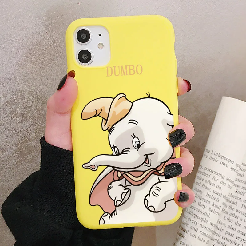Мультфильм слон Дамбо чехол для телефона для iPhone 11 Pro XR X Xs Max 8 7 6 Plus 6S 5S SE матовый Силиконовый чехол s мягкая задняя крышка - Цвет: P2Yellow