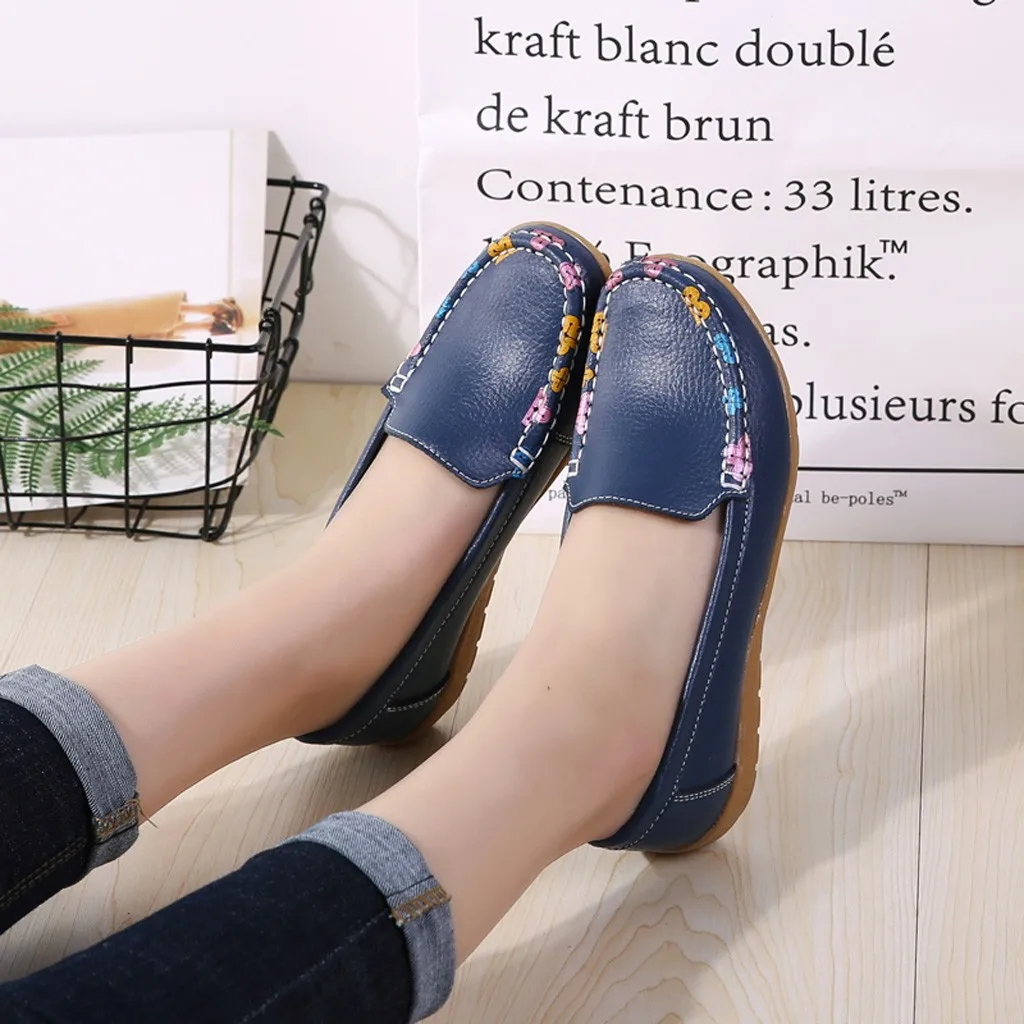 

SAGACE Fashion Flat Shoes Women Autumn Floral Pattern Light Weight Plus Size Lady Casual Comfortable Shoes Breathable Shoes