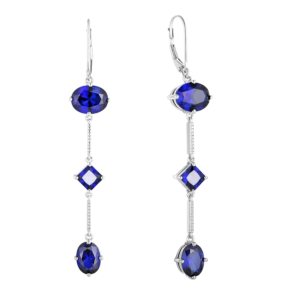 

GZ ZONGFA New Fashion Jewelry Blue gemstone Drop Shape 925 sterling silver Wedding Jewelry Women Earrings Fine Jewelry