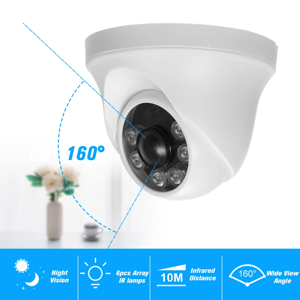 1080P AHD Купол CCTV Камера 2.0MP 1 8 мм объектив 160 широкий угол обзора 6 шт Массив ИК лампы