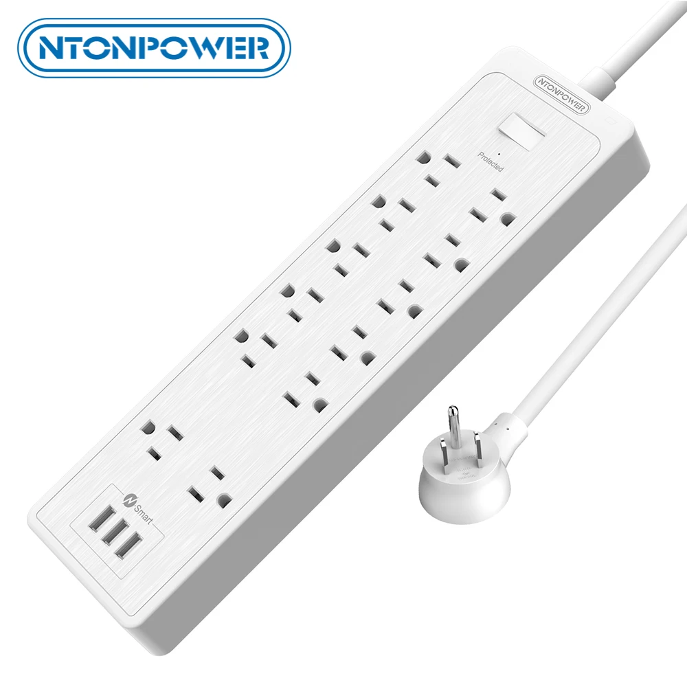 

NTONPOWER Power Strip US Plug Extension Board Surge Protectot Extension Socket With 12Ports 3USB Extension Cable For Home Office