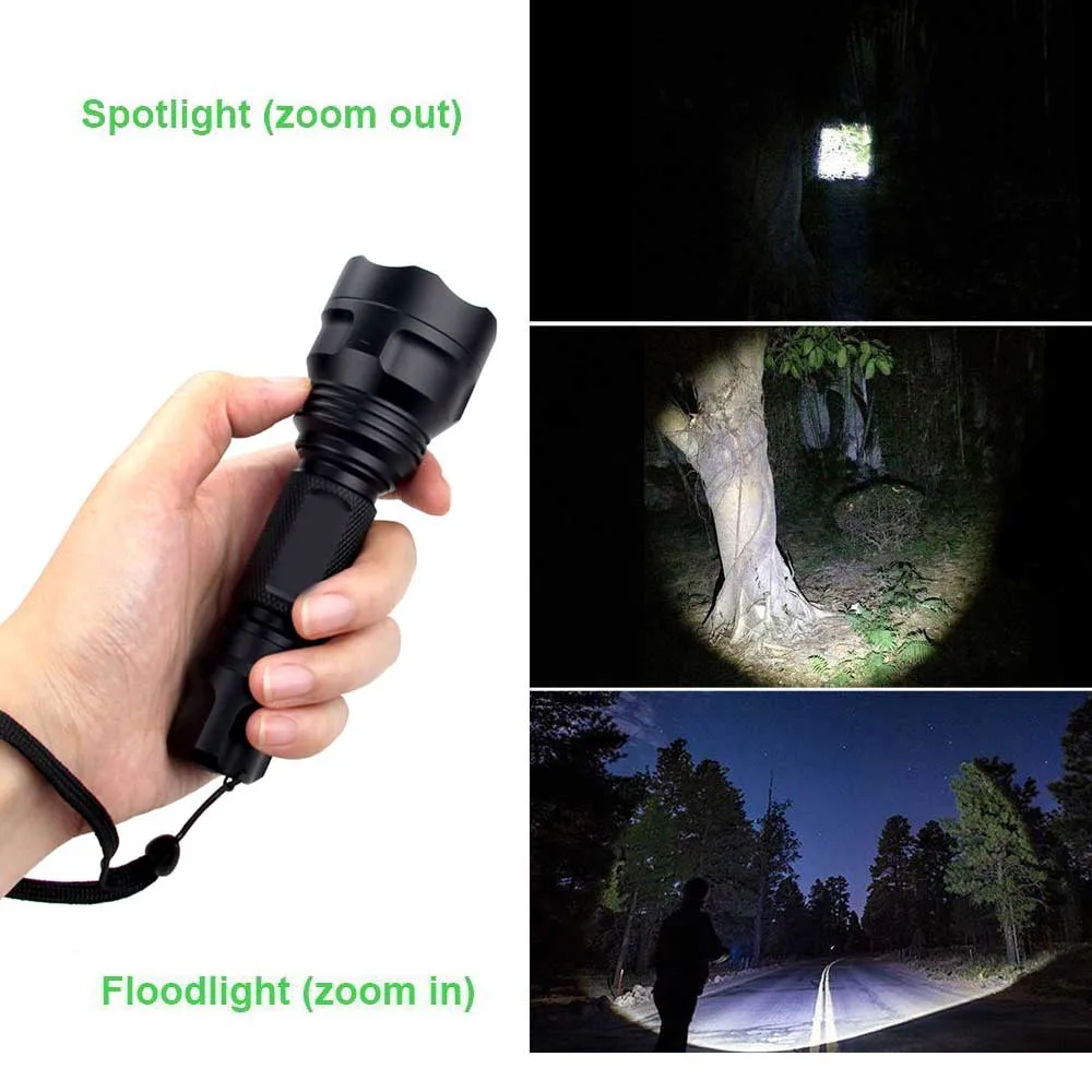 C8 CREE XM-T6 светодиодный 1 Режим Портативный Тактический супер яркий фонарик с батареей 18650 подходит для езды на велосипеде, кемпинга, туризма и охоты
